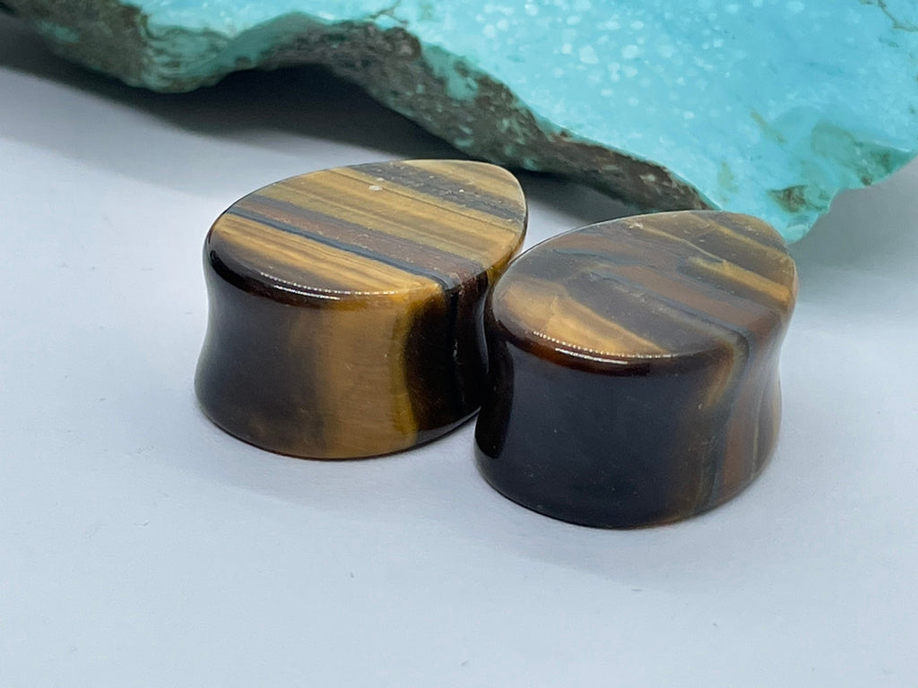 OOAK Tiger’s Eye Teardrop Plugs – 7/8" (22mm)