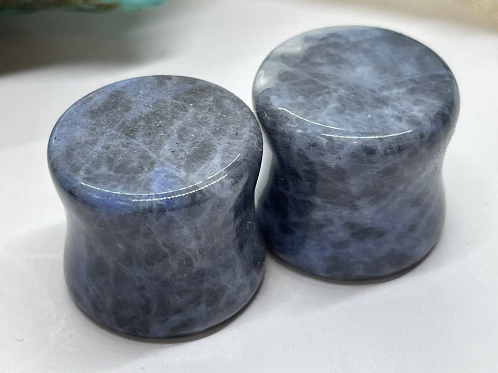 OOAK Blue Sodalite Stone Plugs – 1/2" (13mm)