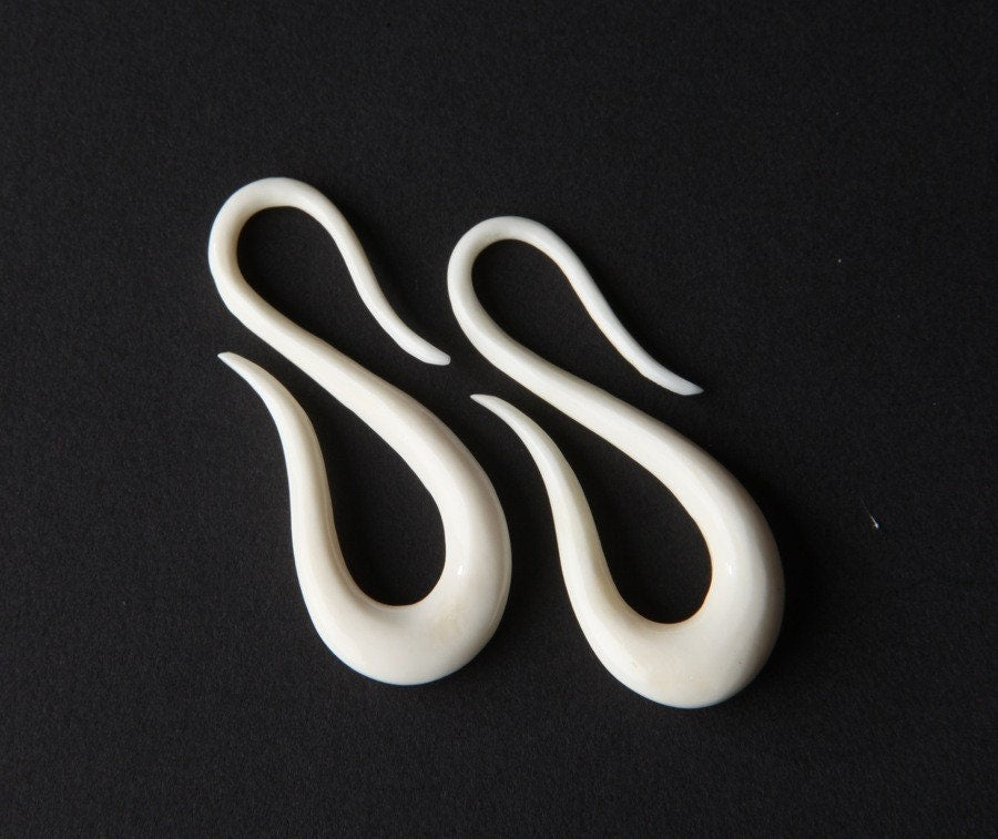 Reversible S-Shape Bone Hanging Earrings – 8g & 6g
