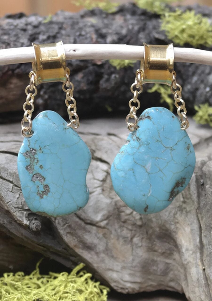 Turquoise Magnetic Clasp Gauged Earrings – Tunnel Hangers