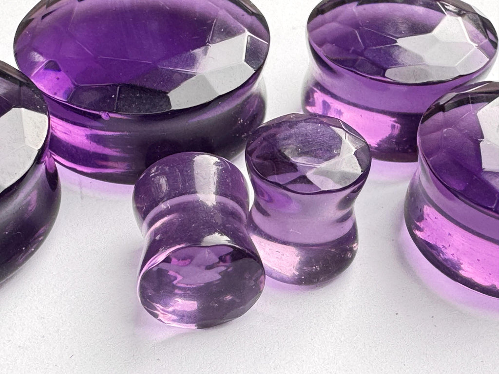 Purple Faceted Glass Plugs – Double Flared Gauges