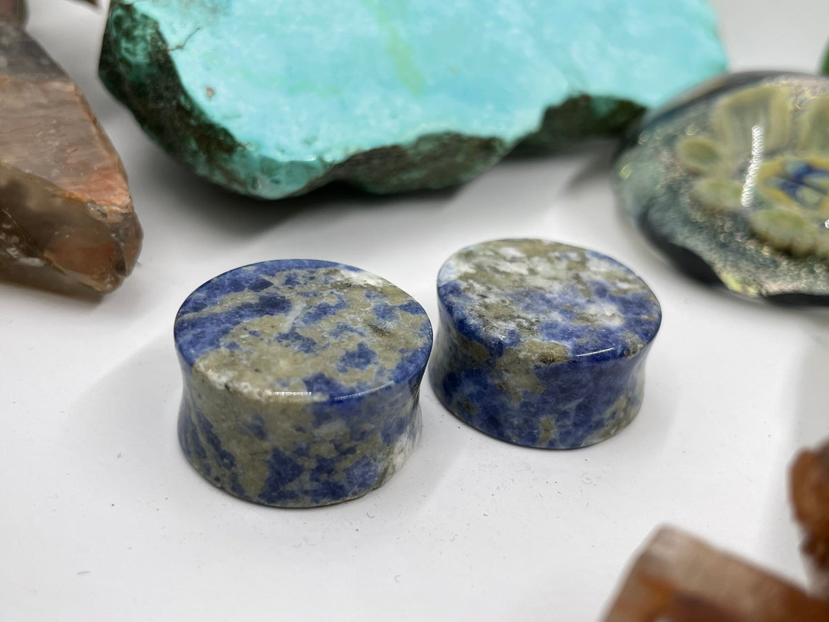 OOAK Sodalite Stone Plugs – 7/8" (22mm)