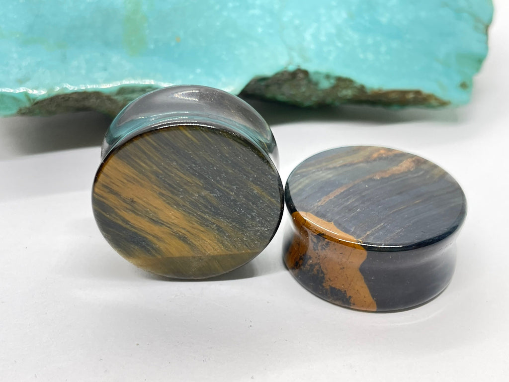 OOAK Blue Tiger’s Eye Plugs – 1" (25mm)
