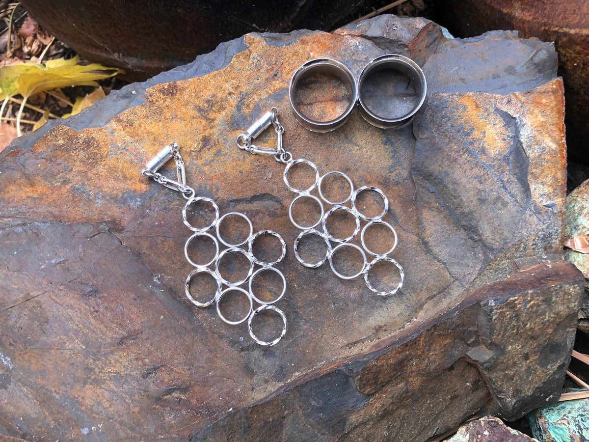 Silver-Plated Magnetic Clasp Gauged Earrings