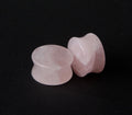 Rose Quartz Stone Plugs – Double Flared Pink Ear Gauges