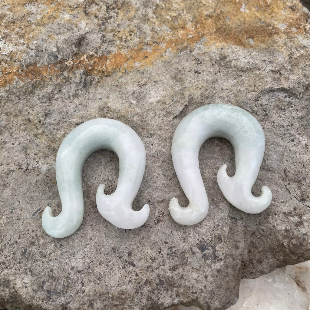 OOAK Jadeite Wave Hooks – 7/16" (11mm)