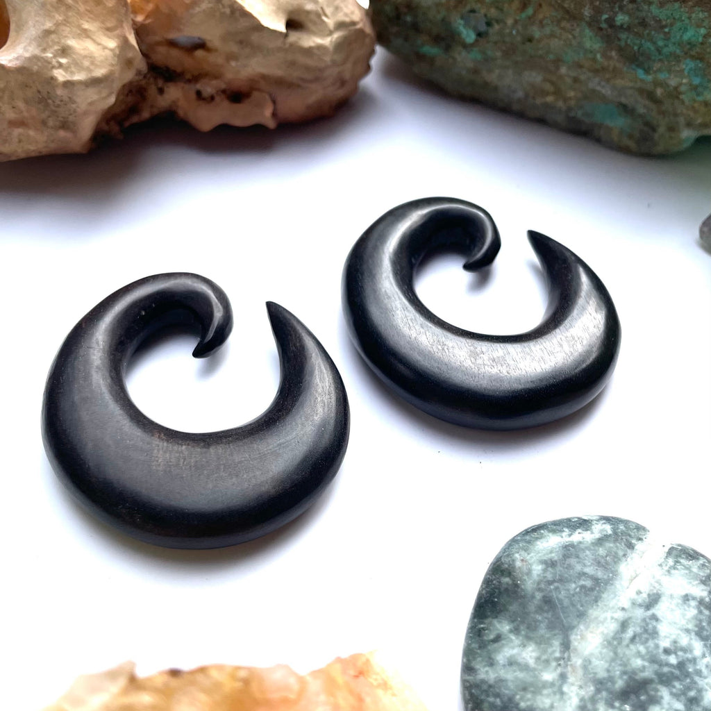 Classic Ebony Wood Thick Hoop Earrings – Limited Stock