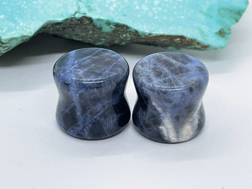 OOAK Sodalite Stone Plugs – 9/16" (14mm)