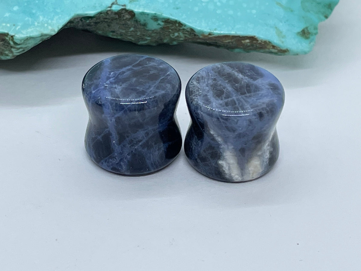 OOAK Sodalite Stone Plugs – 9/16" (14mm)