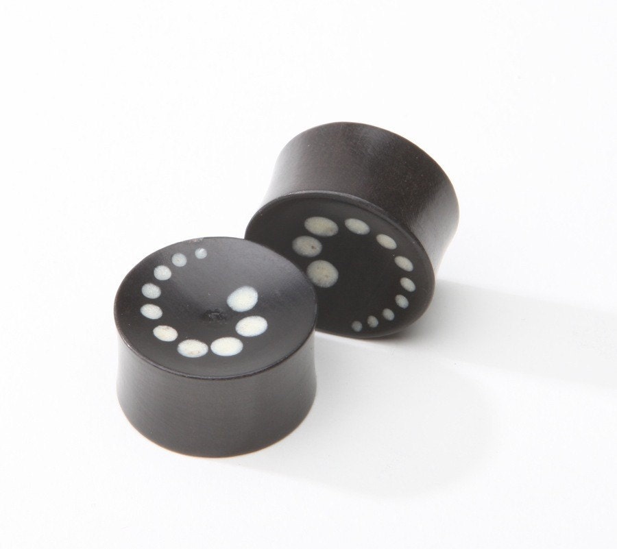 Ebony Wood Dot Spiral Inlay Plugs – Double Flared