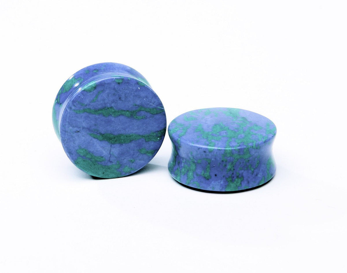 Azurite Stone Plugs – Double Flared Blue Ear Gauges