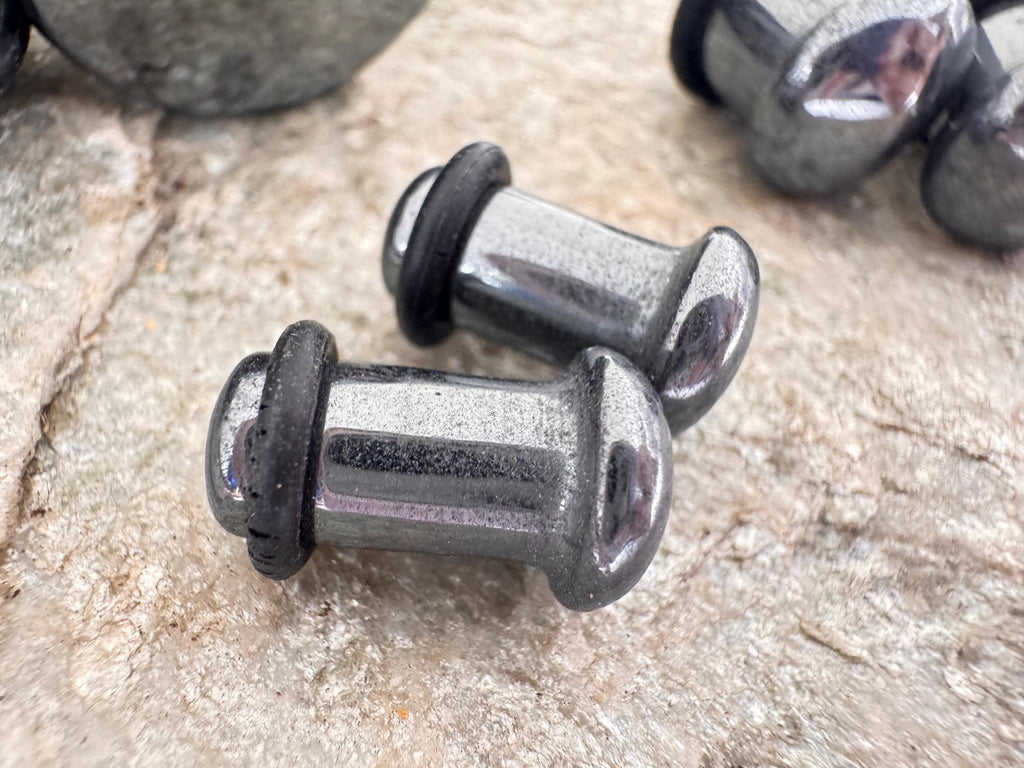 Hematite Single Flared Stone Plugs – Ear Gauges