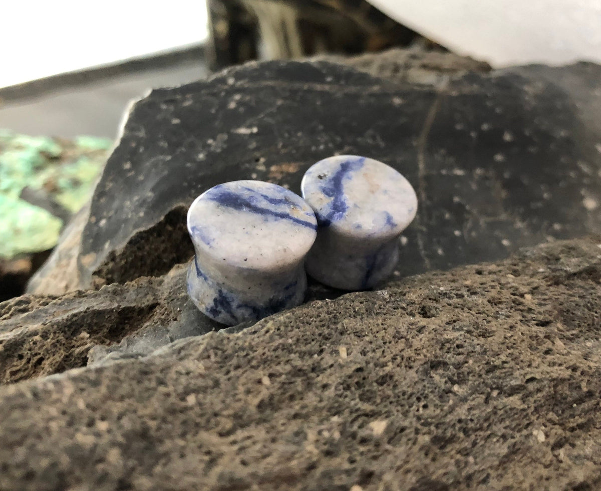 OOAK Sodalite Stone Plugs – 9/16" (14mm)