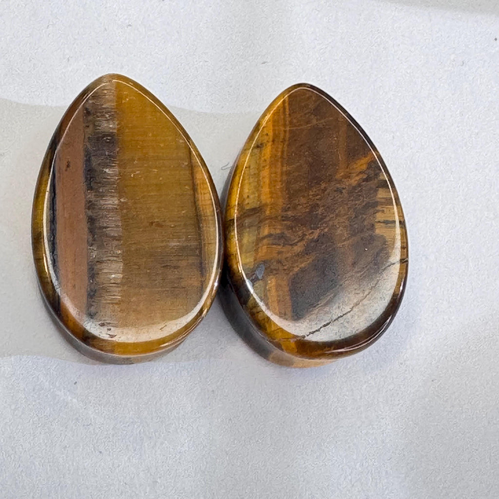 OOAK Brown Tiger’s Eye Teardrop Plugs – 7/8" (22mm)