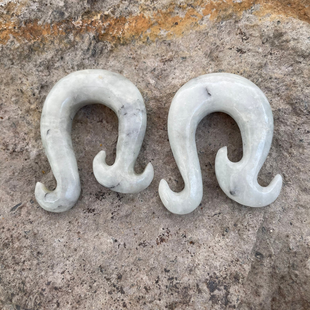 OOAK Pale Sage Jadeite Wave Hooks – 00g (9.5mm)