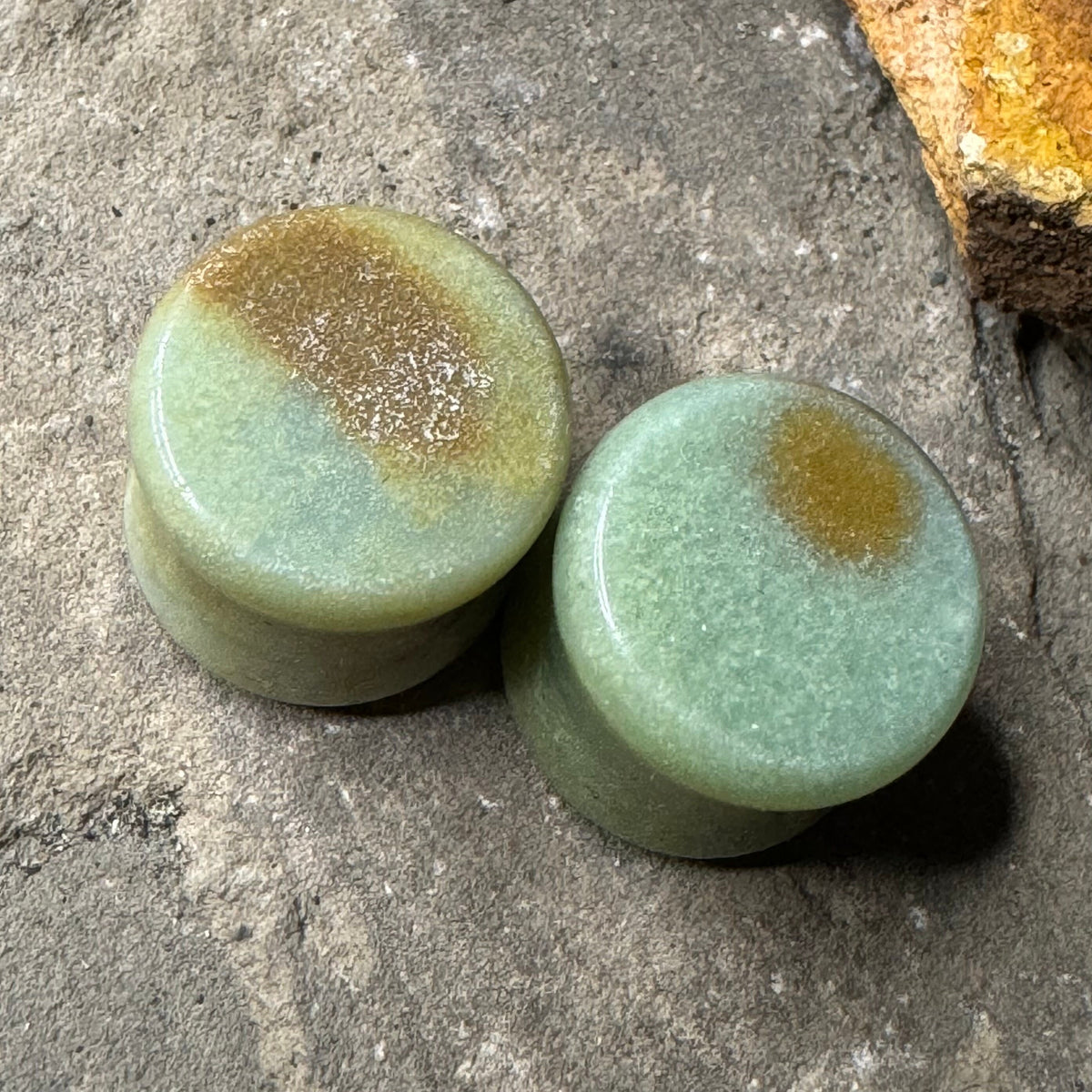 OOAK Amazonite Stone Plugs – 9/16" (14mm) Double Flared