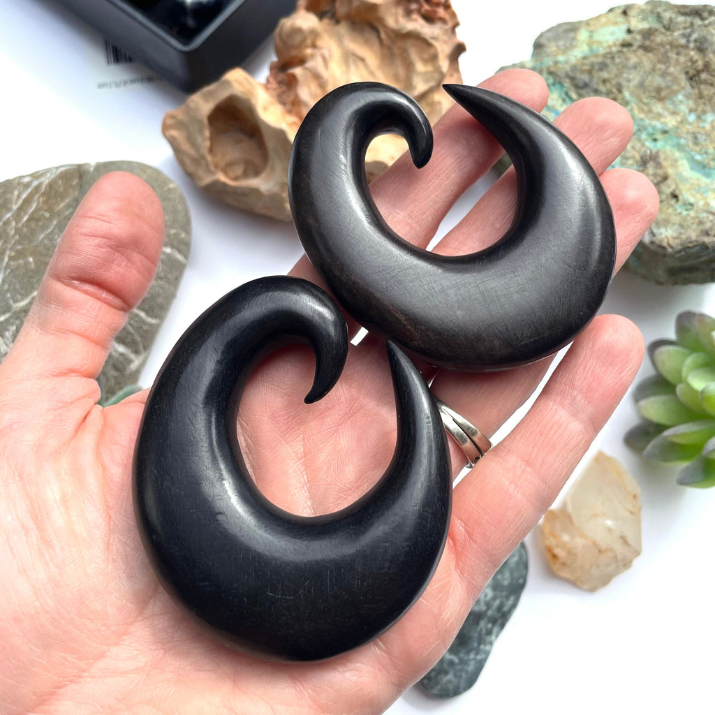 Classic Ebony Wood Thick Hoop Earrings – Limited Stock