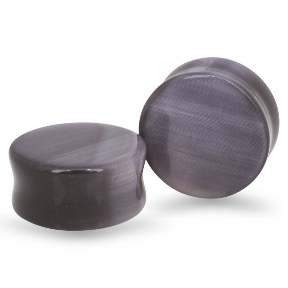 Gray Cat's Eye Glass Plugs – Double Flared Gauges