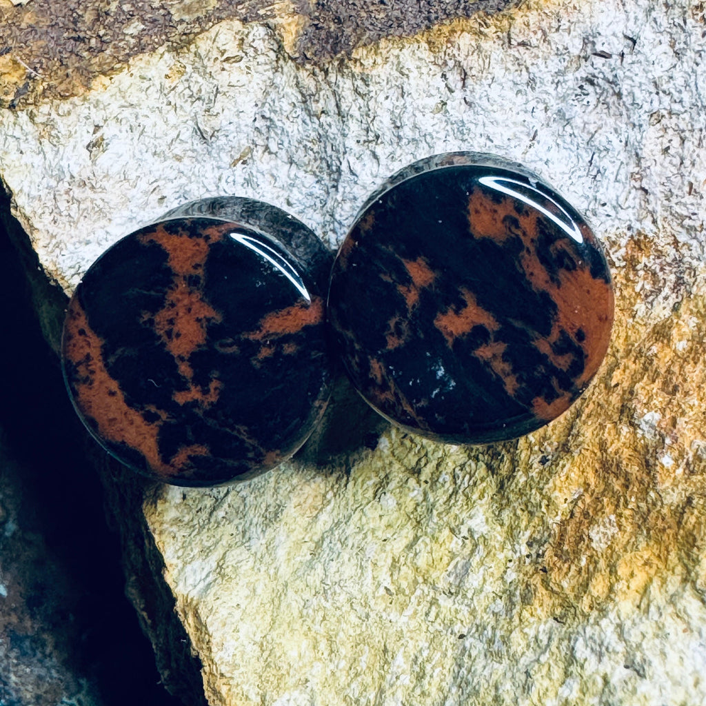 OOAK Mahogany Stone Plugs – 1/2" (13mm)