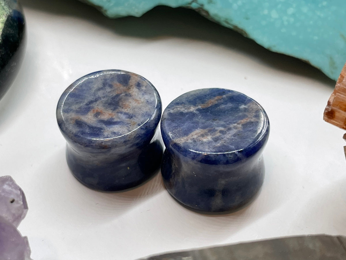 OOAK White-Inclusion Sodalite Plugs – 9/16" (14mm)