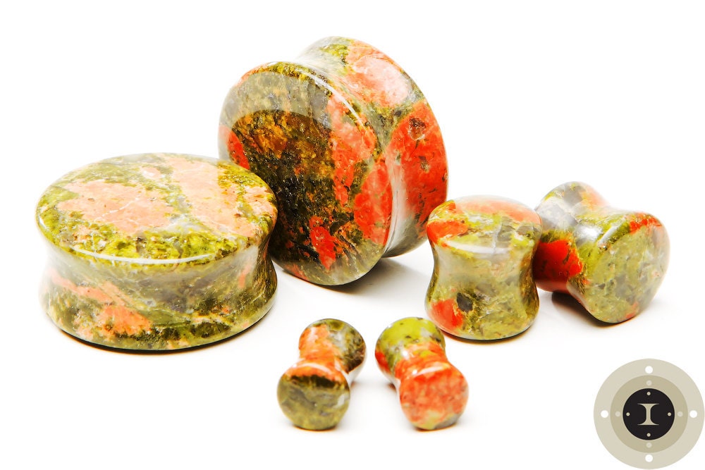 Unakite Stone Plugs – Double Flared Ear Gauges