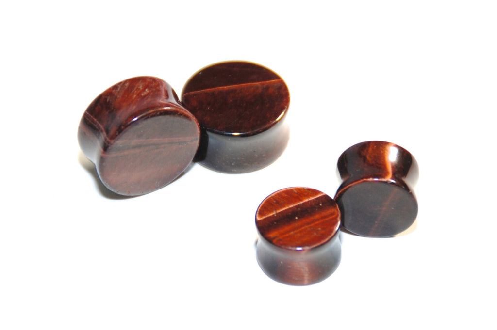 Red Tiger's Eye Stone Plugs – Double Flared Ear Gauges