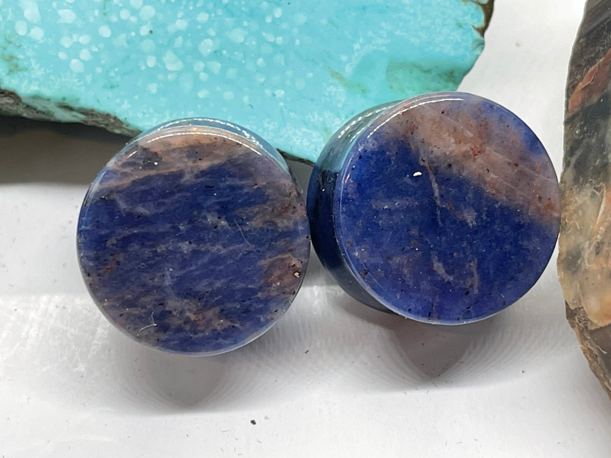 OOAK Blue Sodalite Stone Plugs – 5/8" (16mm)