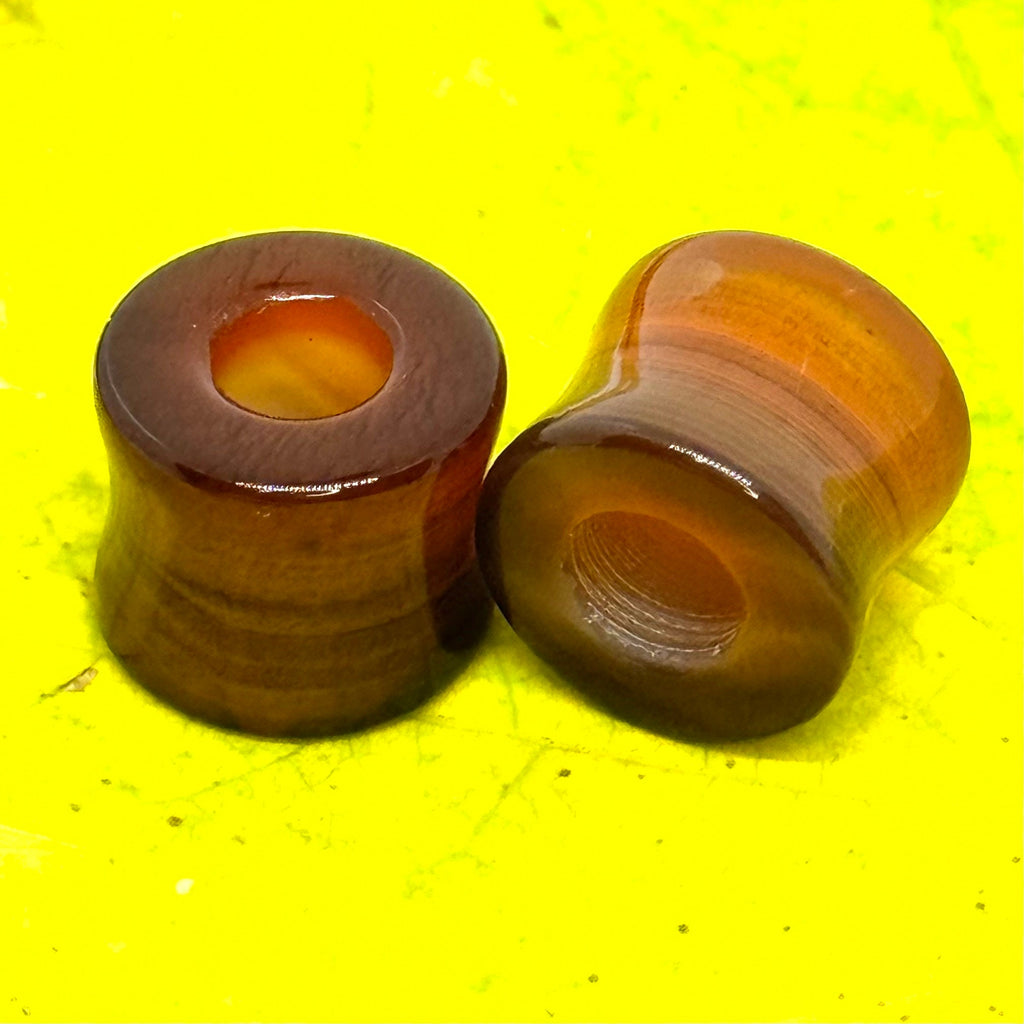 OOAK Red Agate Stone Tunnels – 1/2" (13mm)