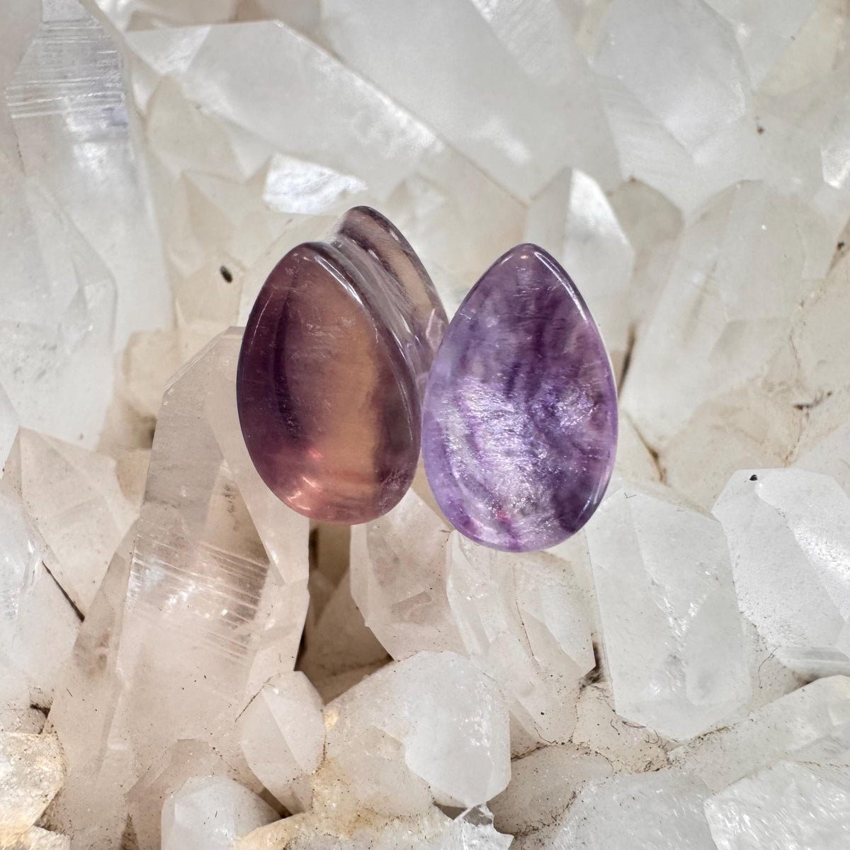 OOAK Purple Fluorite Teardrop Plugs – 7/16" (11mm)