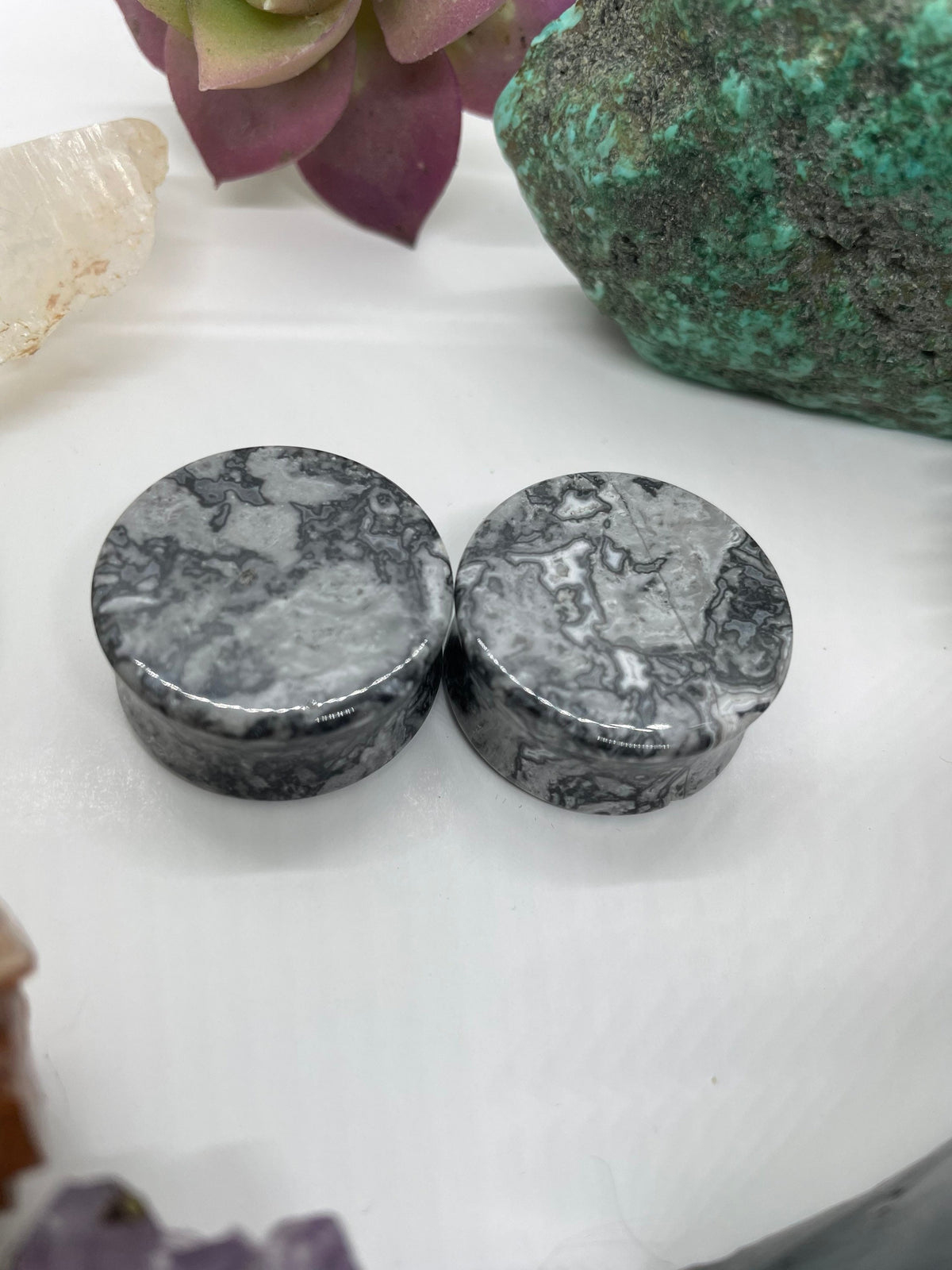 OOAK Wave Jasper Plugs – 1" (25mm)