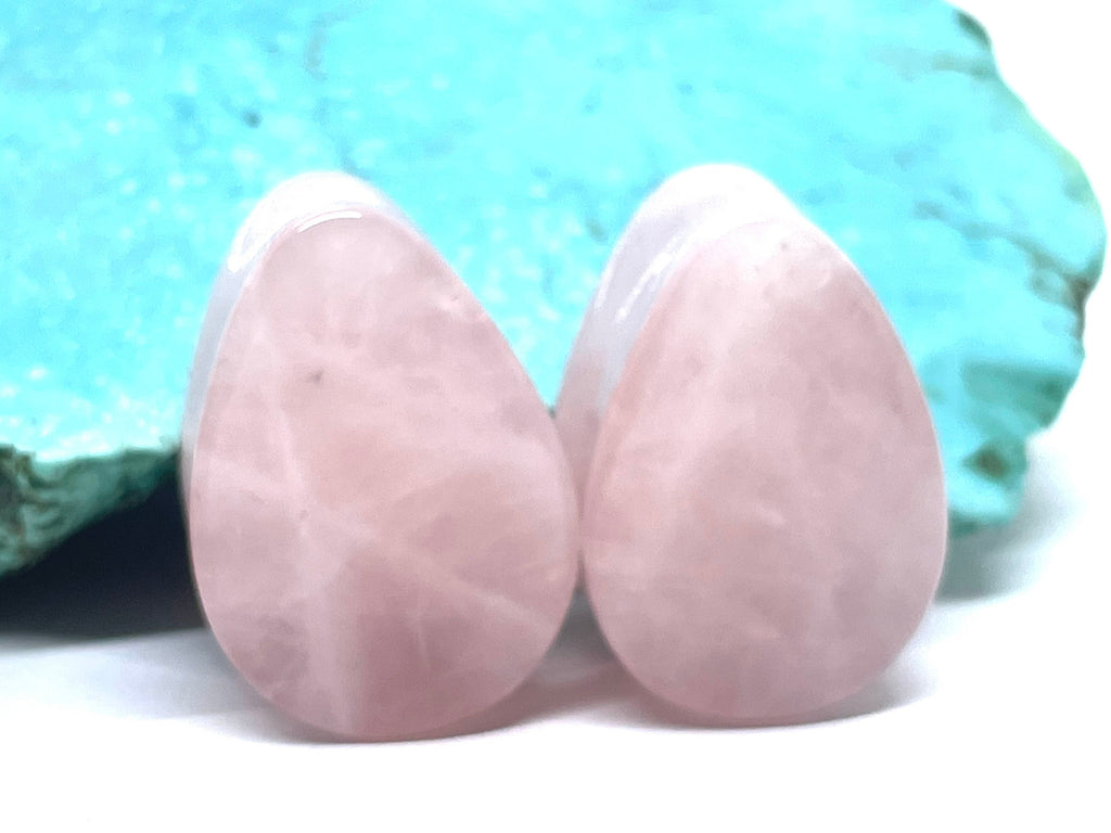 OOAK Rose Quartz Teardrop Plugs – 7/8" (22mm)