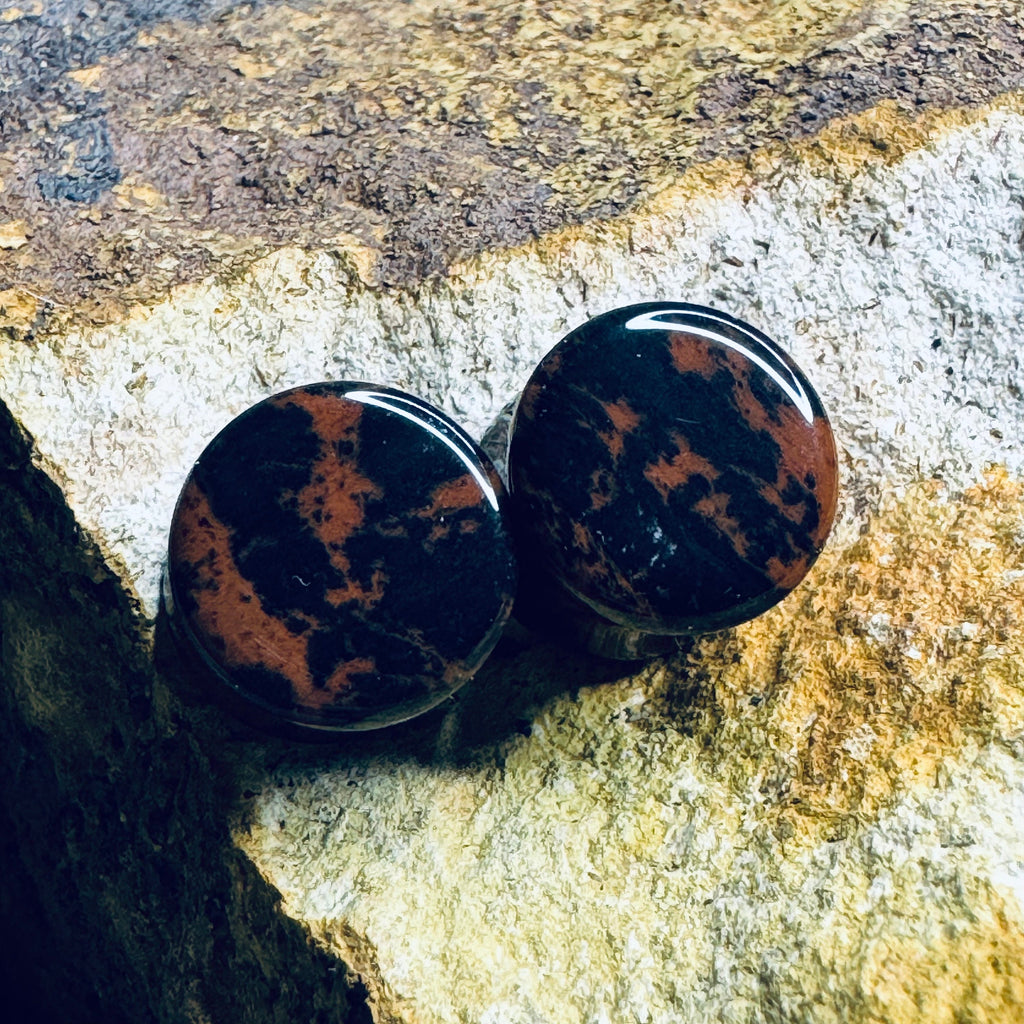 OOAK Mahogany Stone Plugs – 1/2" (13mm)