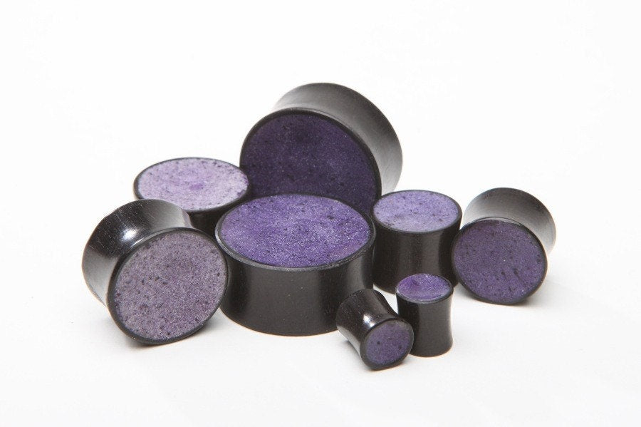 Ebony Wood Purple Inlay Plugs – Double Flared
