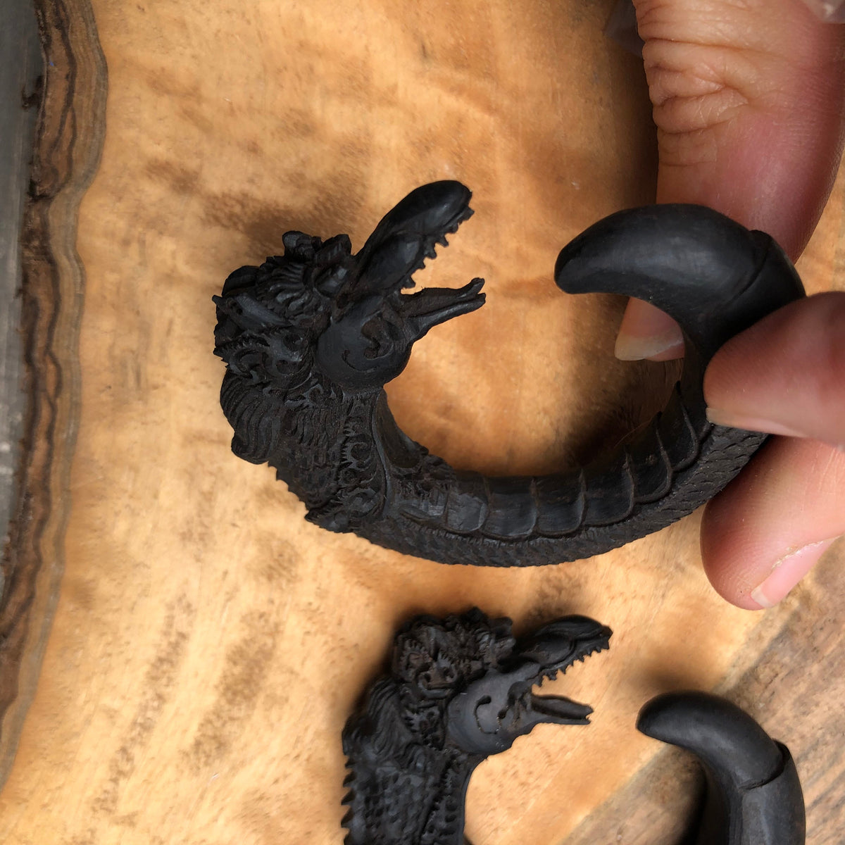 Ebony Wood Dragon Gauged Earrings – Limited Edition