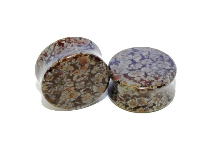 Brown Snowflake Obsidian Plugs – Double Flared Gauges