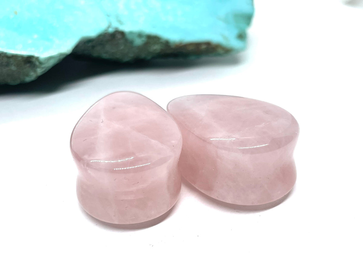 OOAK Rose Quartz Teardrop Plugs – 7/8" (22mm)