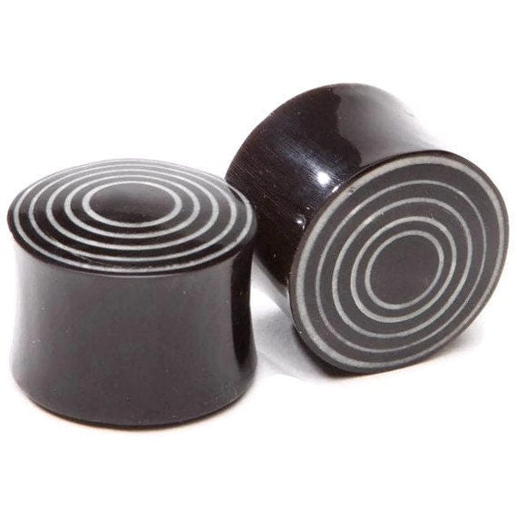 Reversible Horn Concentric Circle Inlay Plugs