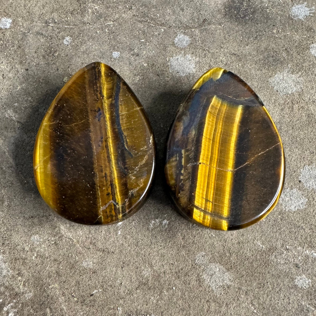 OOAK Tiger’s Eye Teardrop Plugs – 1" (25mm)