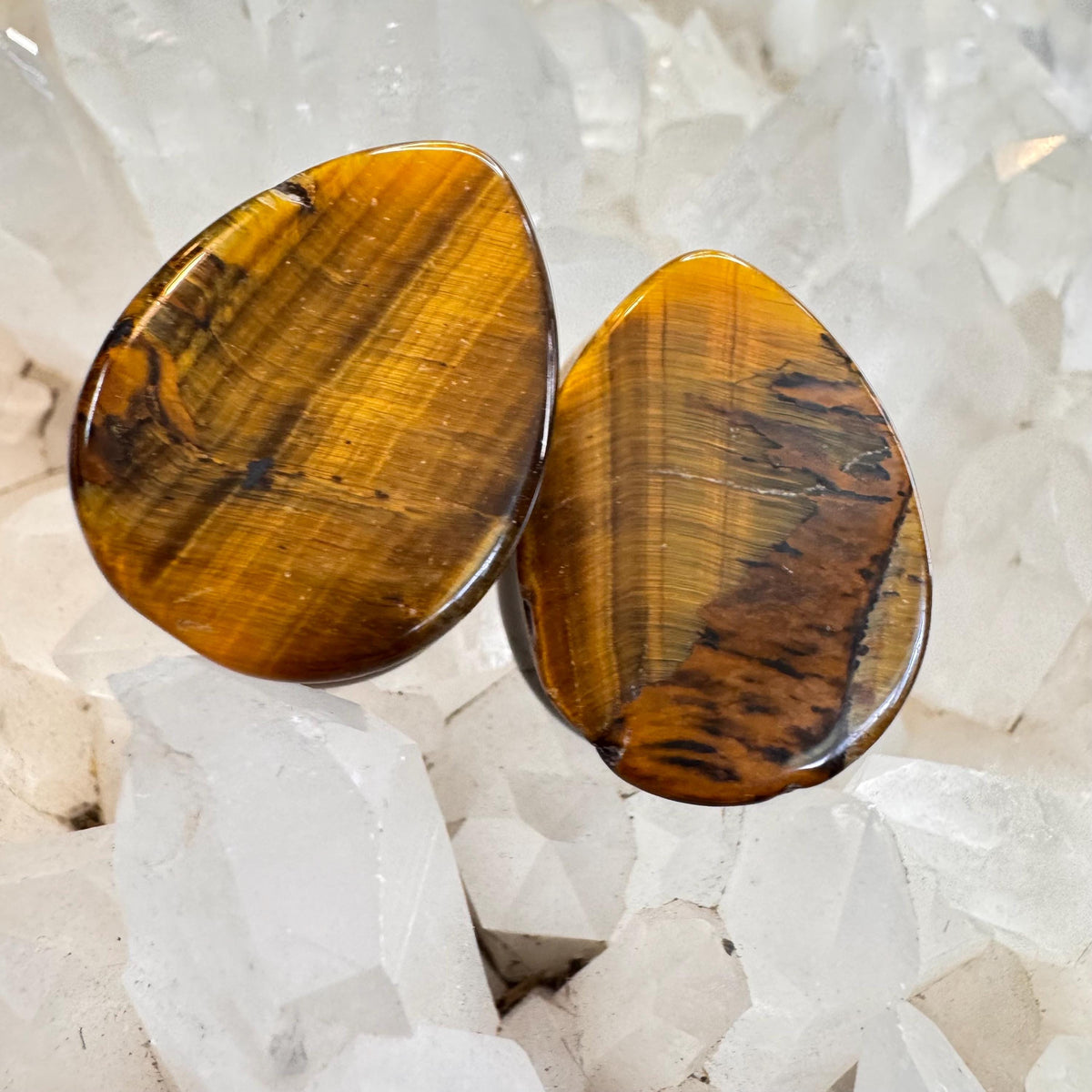 OOAK Brown Tiger’s Eye Teardrop Plugs – 3/4" (19mm)