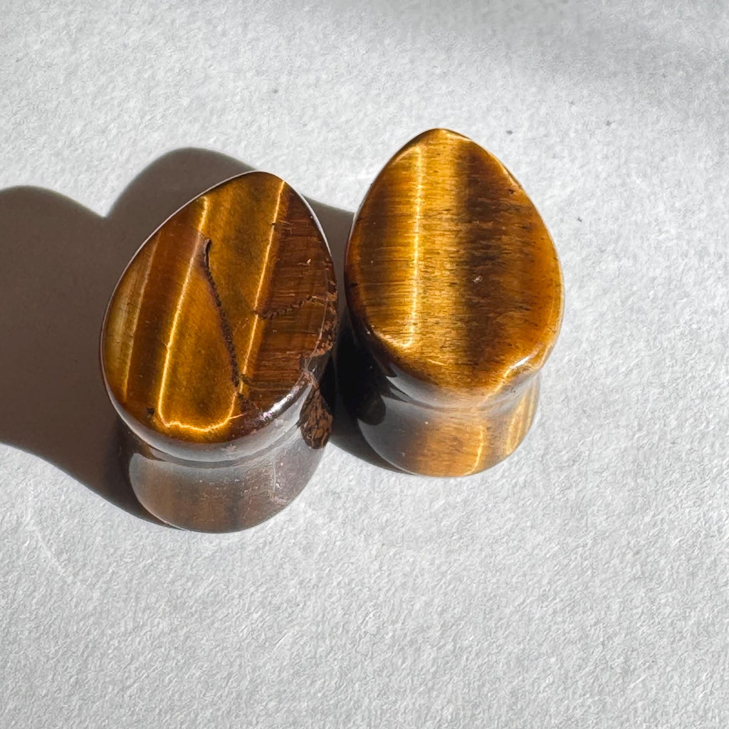 OOAK Tiger’s Eye Teardrop Plugs – 1/2" (13mm)