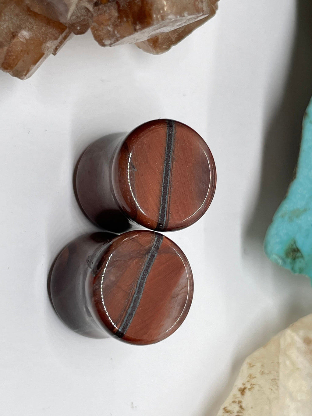 OOAK Red Tiger’s Eye Plugs – 7/16" (11mm)