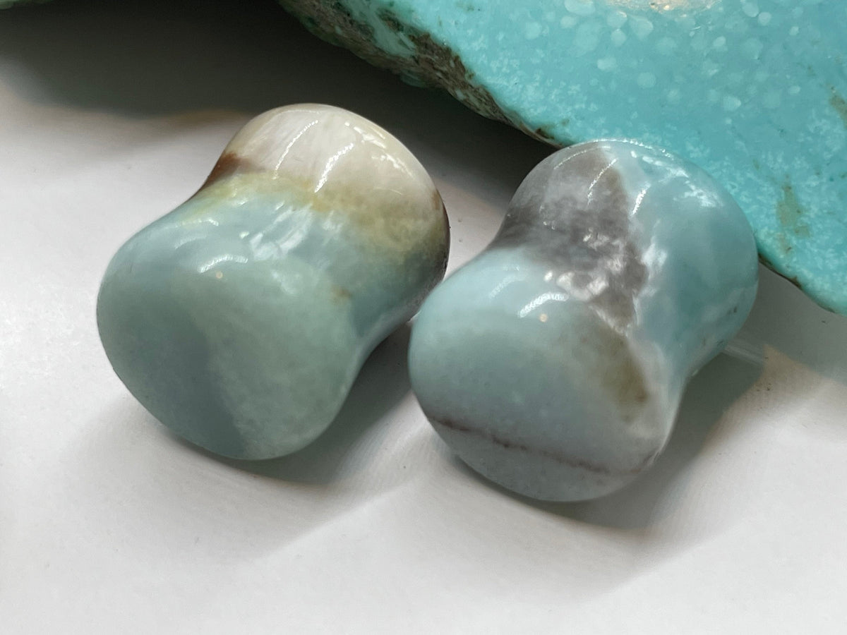 OOAK Amazonite Stone Plugs – 7/16" (11mm)