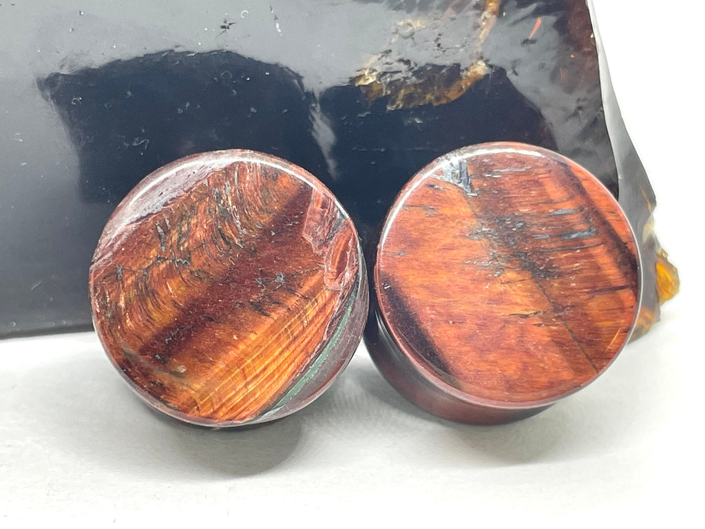 OOAK Red Tiger’s Eye Plugs – 3/4" (19mm)