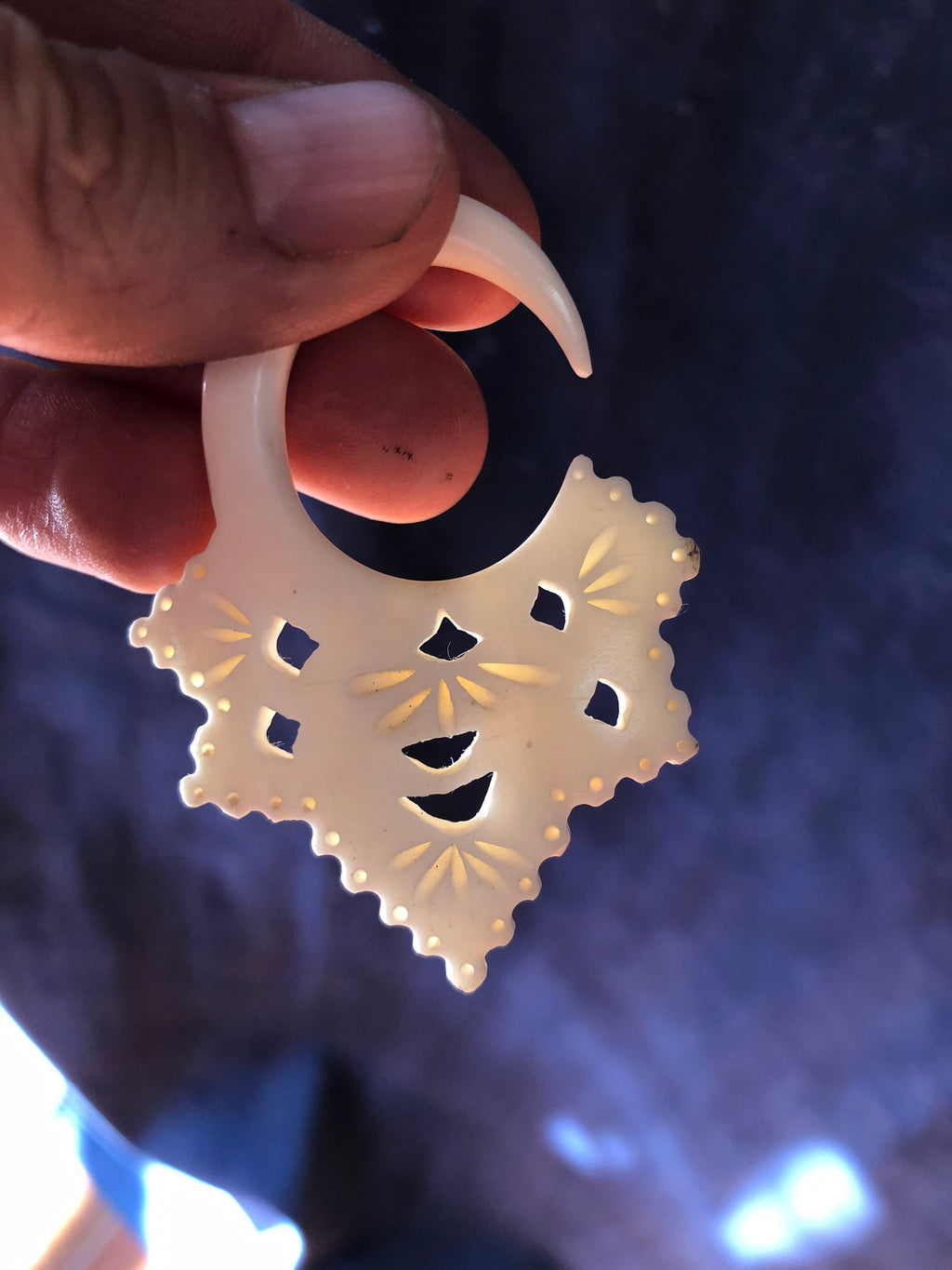 Hand-Carved Bone Gauged Earrings – Openwork Design