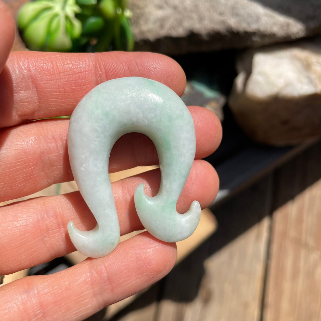 OOAK Jadeite Wave Hook Earrings – 9/16" (14mm)