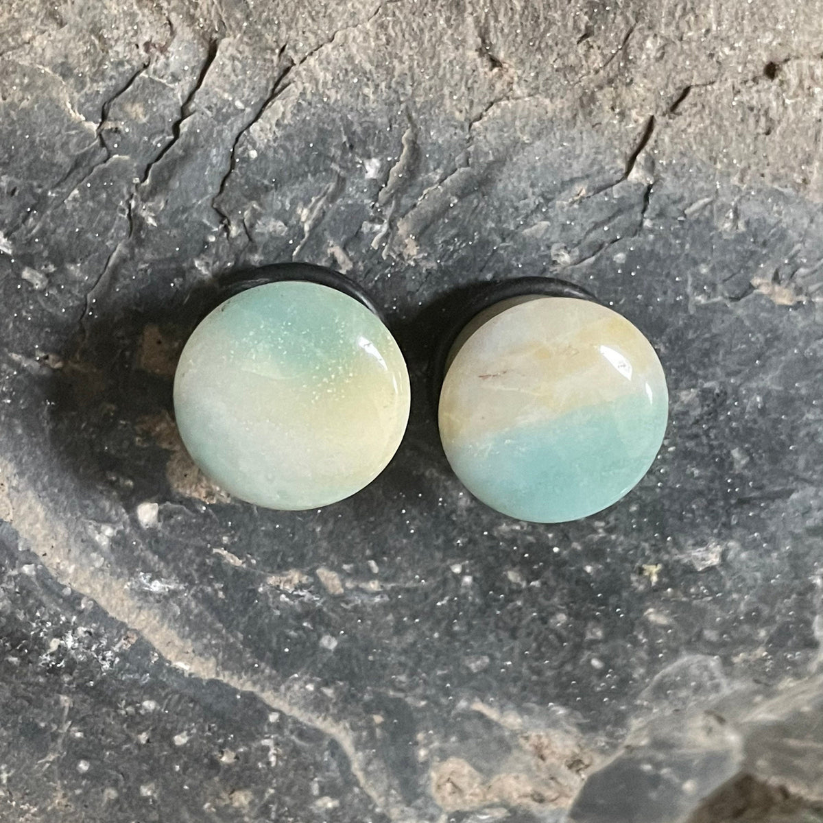 OOAK Amazonite Plugs – 9/16" (14mm) Single Flared