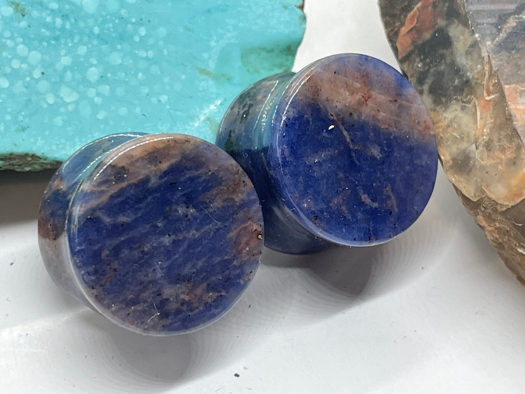 OOAK Blue Sodalite Stone Plugs – 5/8" (16mm)