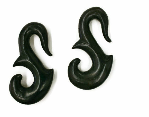 Ebony Wood Swan Gauged Earrings – Limited Edition