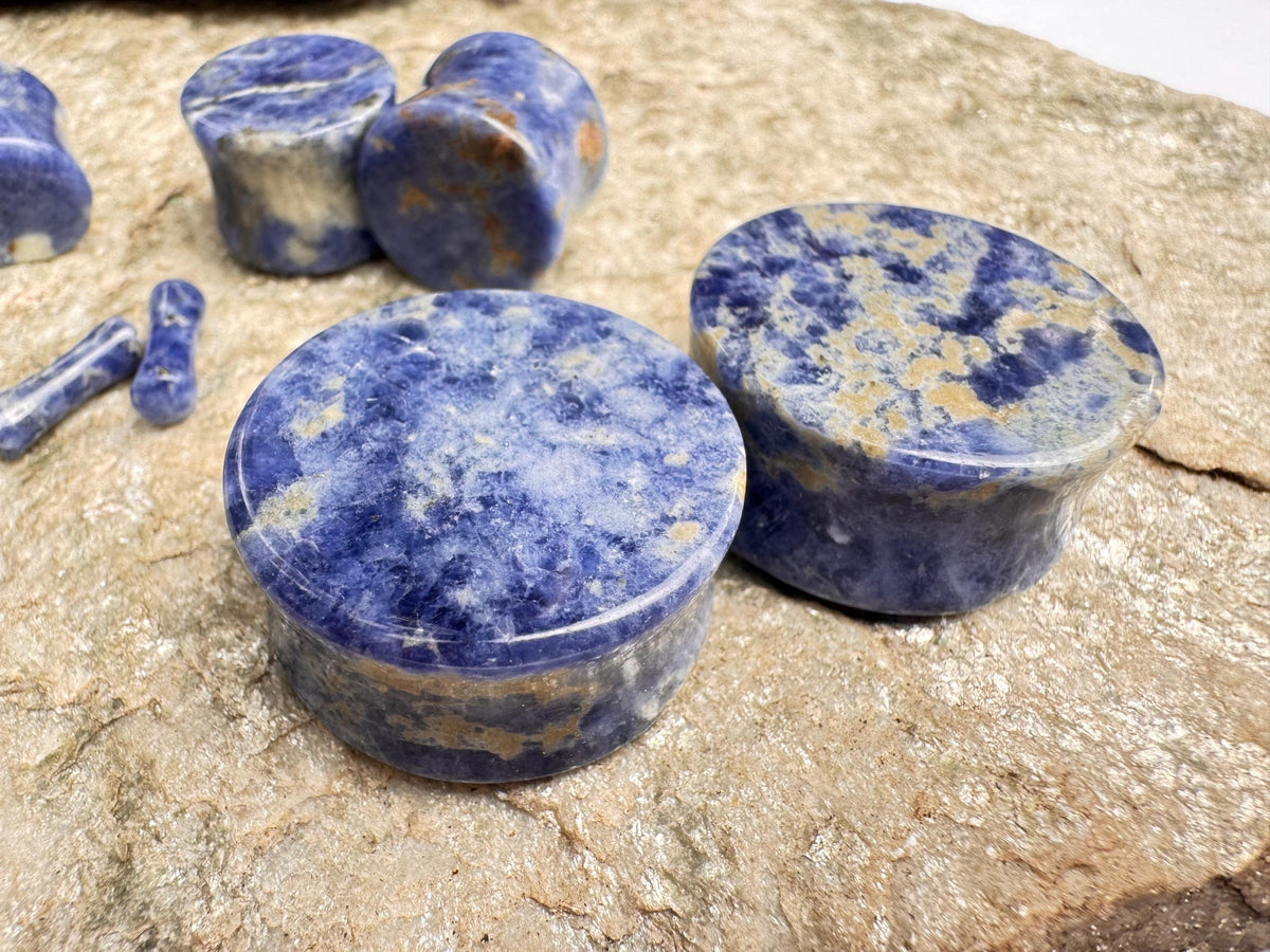 Blue Sodalite Plugs – Double Flared Stone Ear Gauges