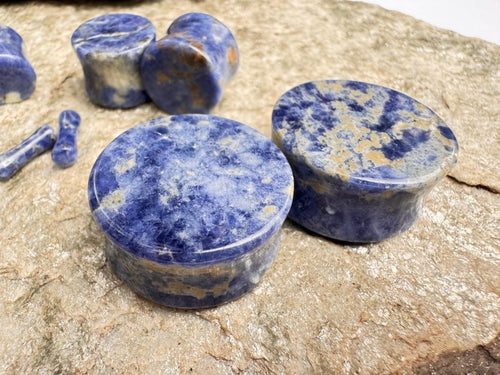 Blue Sodalite Plugs – Double Flared Stone Ear Gauges